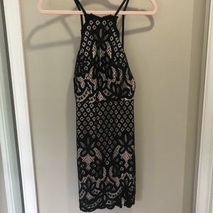 Formal cocktail lace deep back dress